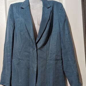 Elie Tahari Blue Lined Blazer Jacket Sz 8 Single Button Closure Elevated Luxury